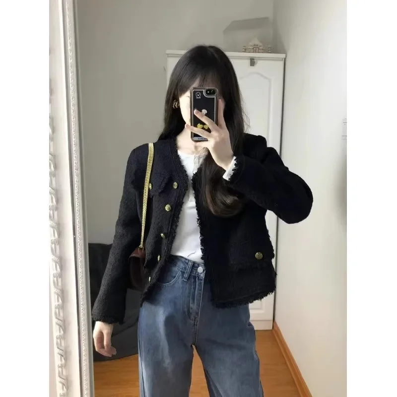 Women O Neck Unique Special Short Tweed Jacket 2023 Spring Autumn New Style Women's Korean Elegant Gentle Famous Lady's Coat 1pcs industrial heavy duty pin zinc truck box pin color steel gate special hand spring automatic pin