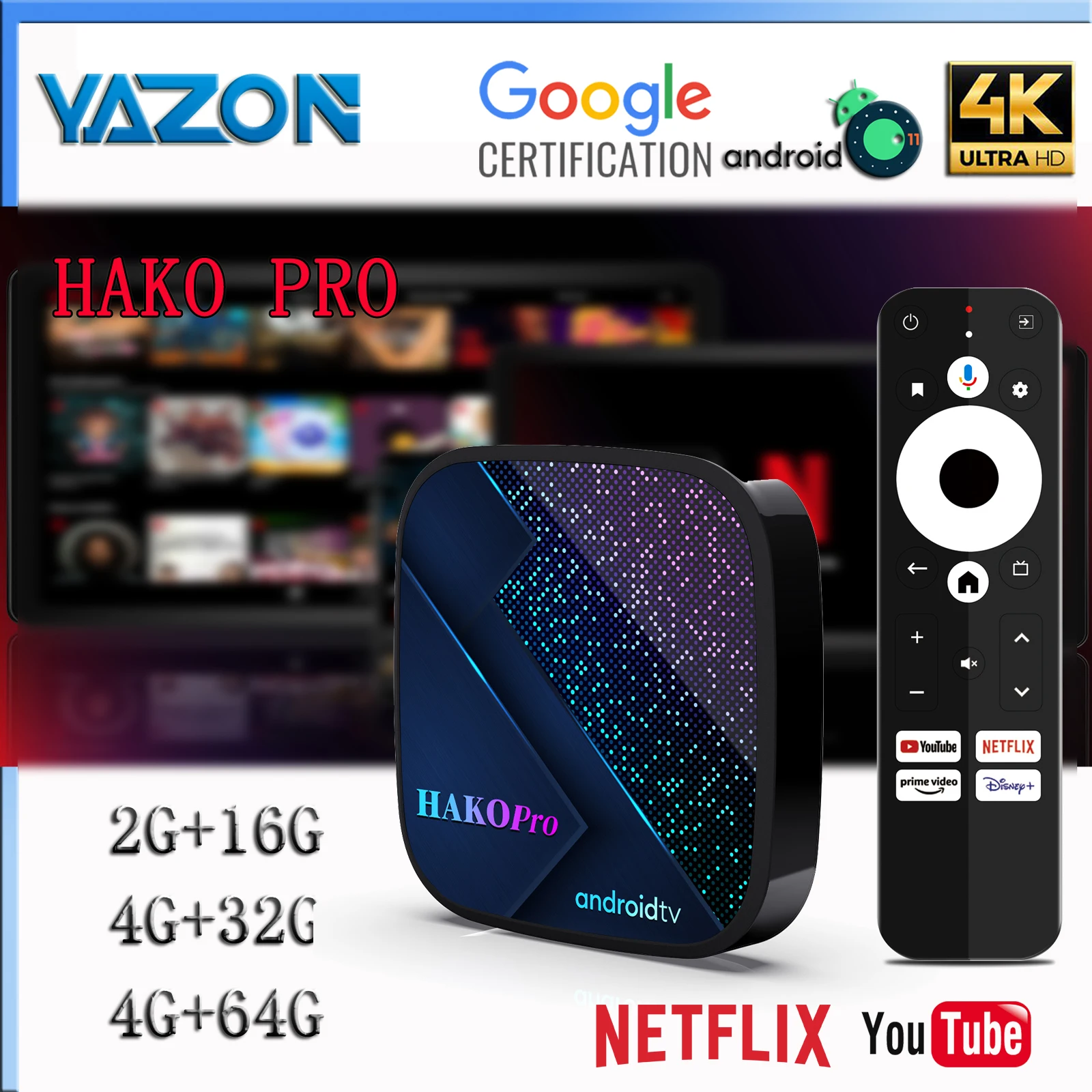 Hako Pro Android 11 TV Box Google Certified 2+16GB RAM 8K Netflix HD  Streaming Media Player 5G Dual WiFi Set Top Box - AliExpress