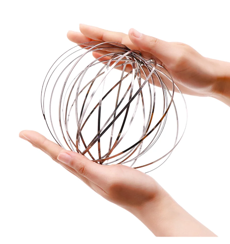 감압 매직 팔찌 플로우 링, 스트레스 방지 키네틱 용수철, 스테인레스 스틸 3D 모양 감각 컬러 링, 재미있는 파티 장난감 