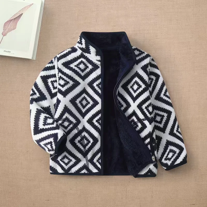 Boys and Girls Winter Warm Fleece Jackets Children Cute Cartoon Zipper Hot Selling Soft Thick Kids Baby Coats for 2-8