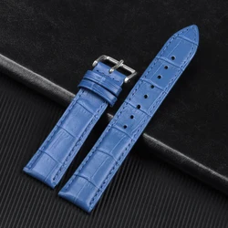 Luxurious Genuine Leather Watchband with Tool - High - Quality Wrist Bracelet - 17mm (Blue)