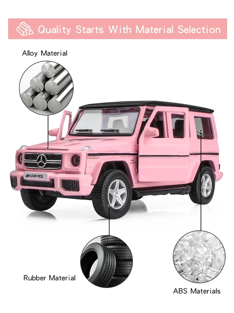 1:36 T1 Bus G63 Alloy Car Girl's Toys Gifts For Girlfriend Pink Series Diecast Toy Vehicles Simulation Exquisite Model F154 4