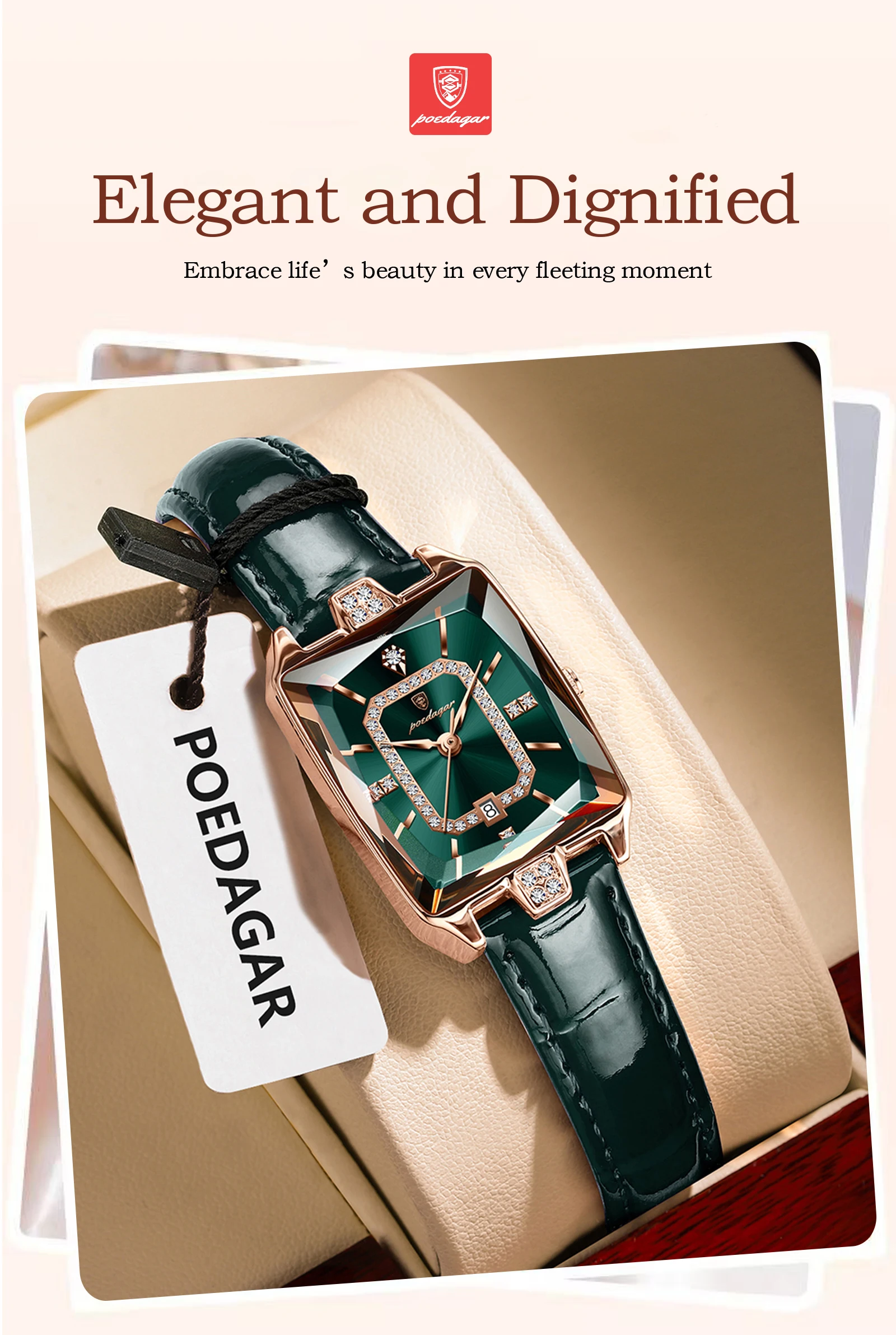 POEDAGAR Original Luxury Women Wristwatch Waterproof Leather Date Woman Watch Elegant High Quality Quartz Women's Watches Reloj