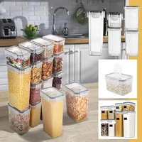 Sealed Plastic Food Storage Box Cereal Candy Dried Jars With Lid Fridge StorageTank Containers Household Items Kitchen Organizer 2