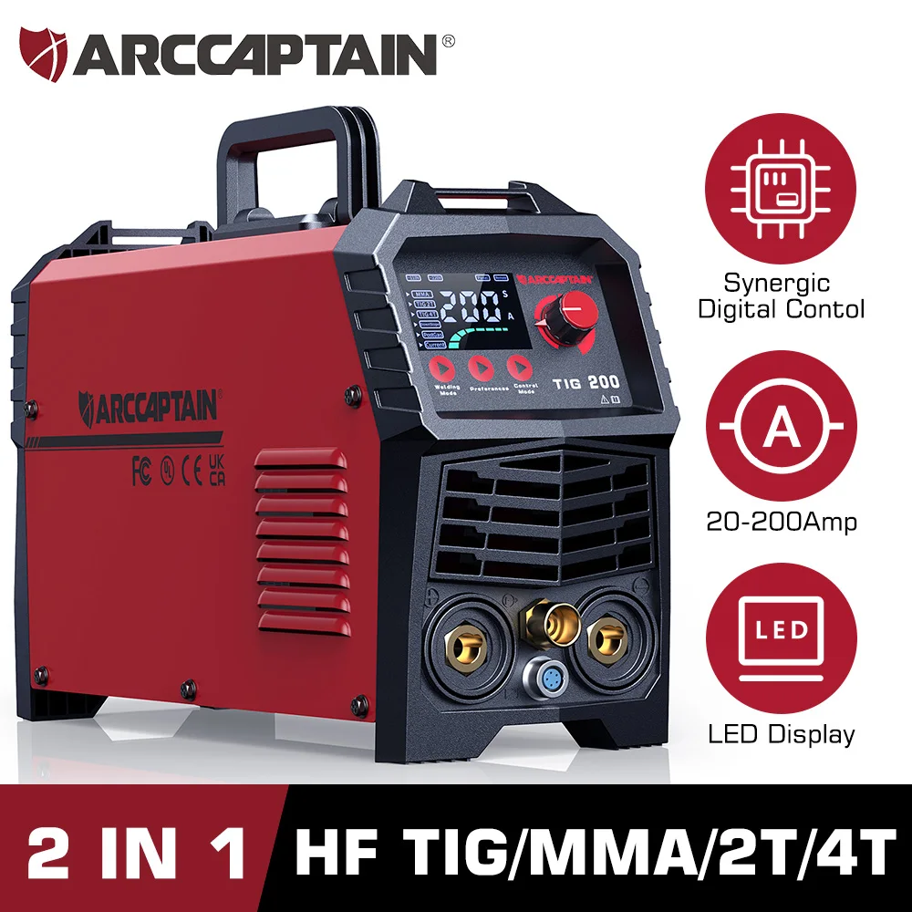 ARCCAPTAIN Soldador MIG, 200Amp 6 en 1,MIG/núcleo de flujo