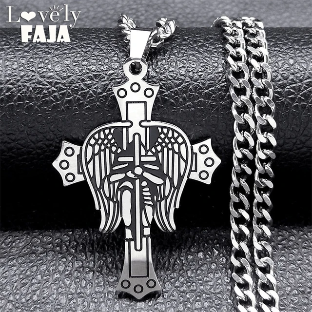 Holy Archangel Saint Michael Cross Protection Necklace Women Men