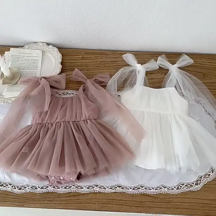 Traje Bebé Fiesta Mono Bebé Niña Encaje Floral - Sin Mangas Verano Halter Ropa Recién Nacida Verano