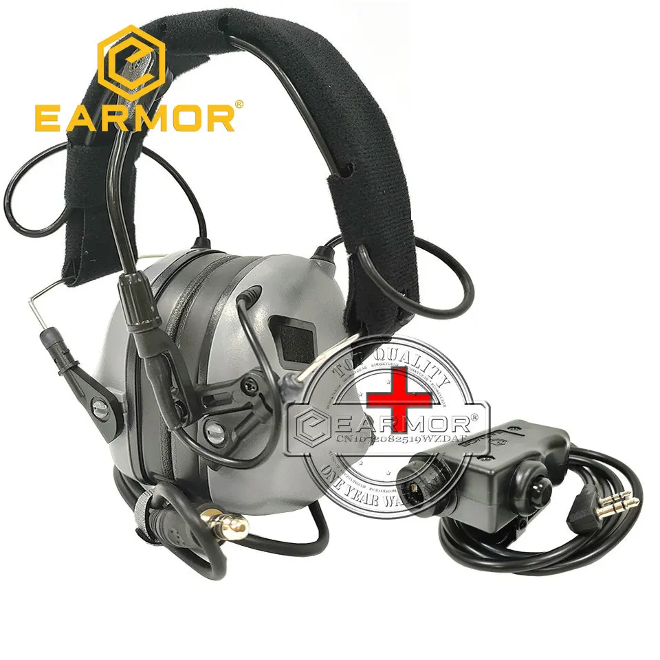 EARMOR-juego de auriculares tácticos M32 MOD4 y adaptador M51 PTT, adecuado para Baofeng, Radio, comunicación, disparo, ruido, liquidación