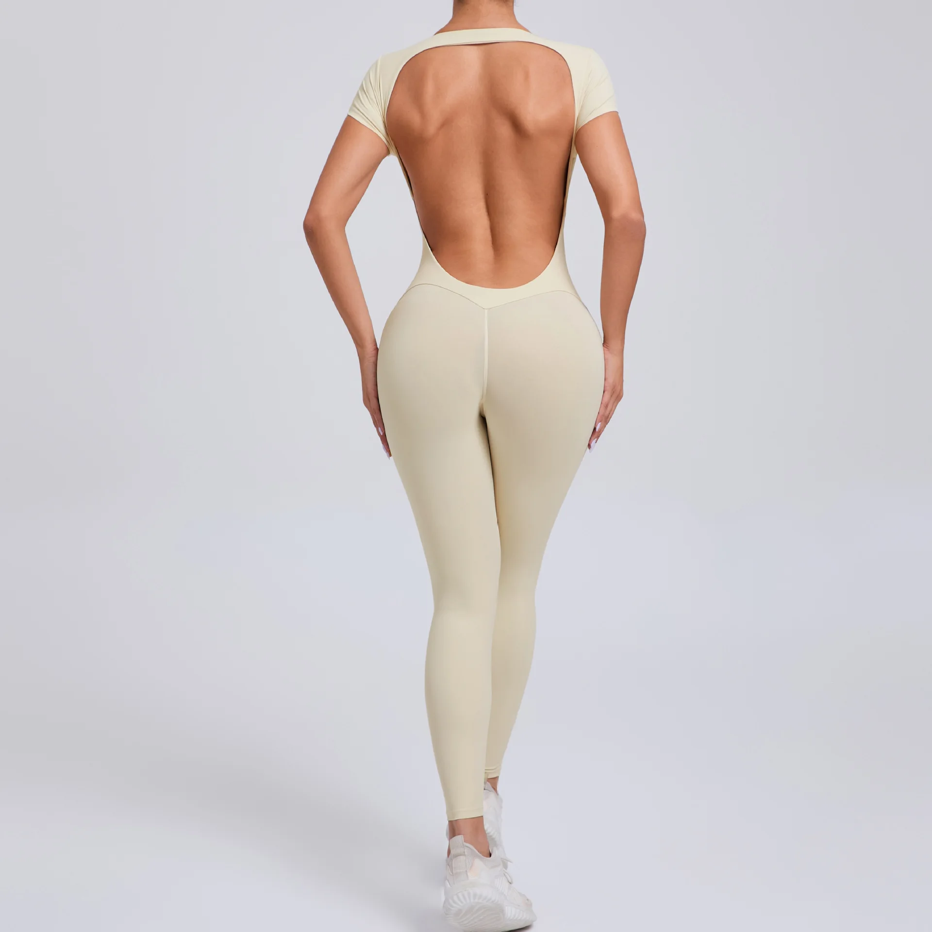 2025 Yoga Jumpsuit Fitness Sports Overalls Gym Clothing Set Wear Pilates Workout Clothes Women Short Sleeves Outfit Activewear 4