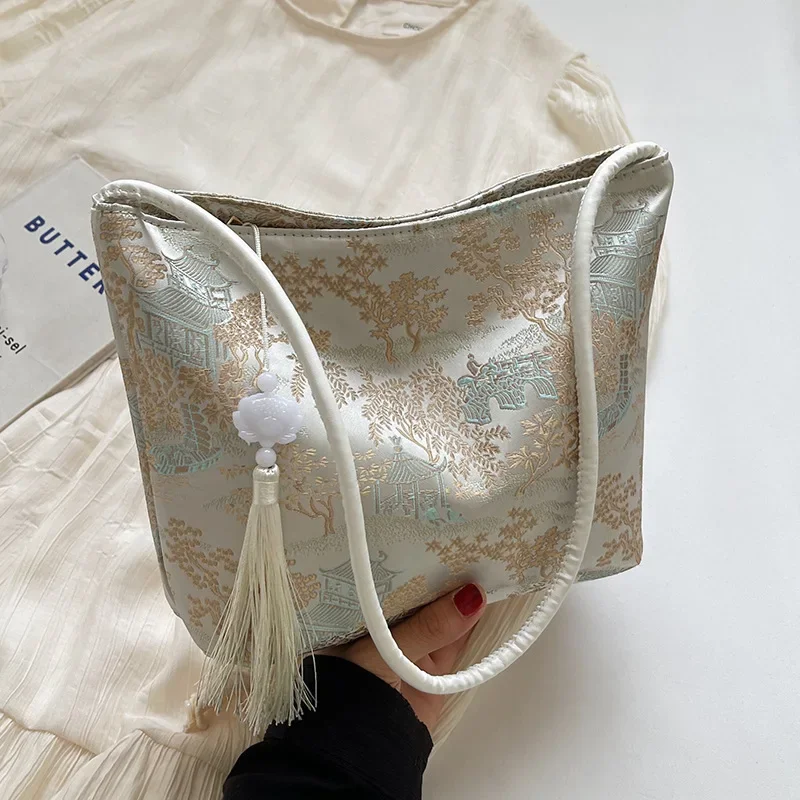 New Chinese Style Small Shoulder Bags for Women 2026 Luxury Designer Fine Embroidery Ladies Handbags Trendy Women Bucket Bag