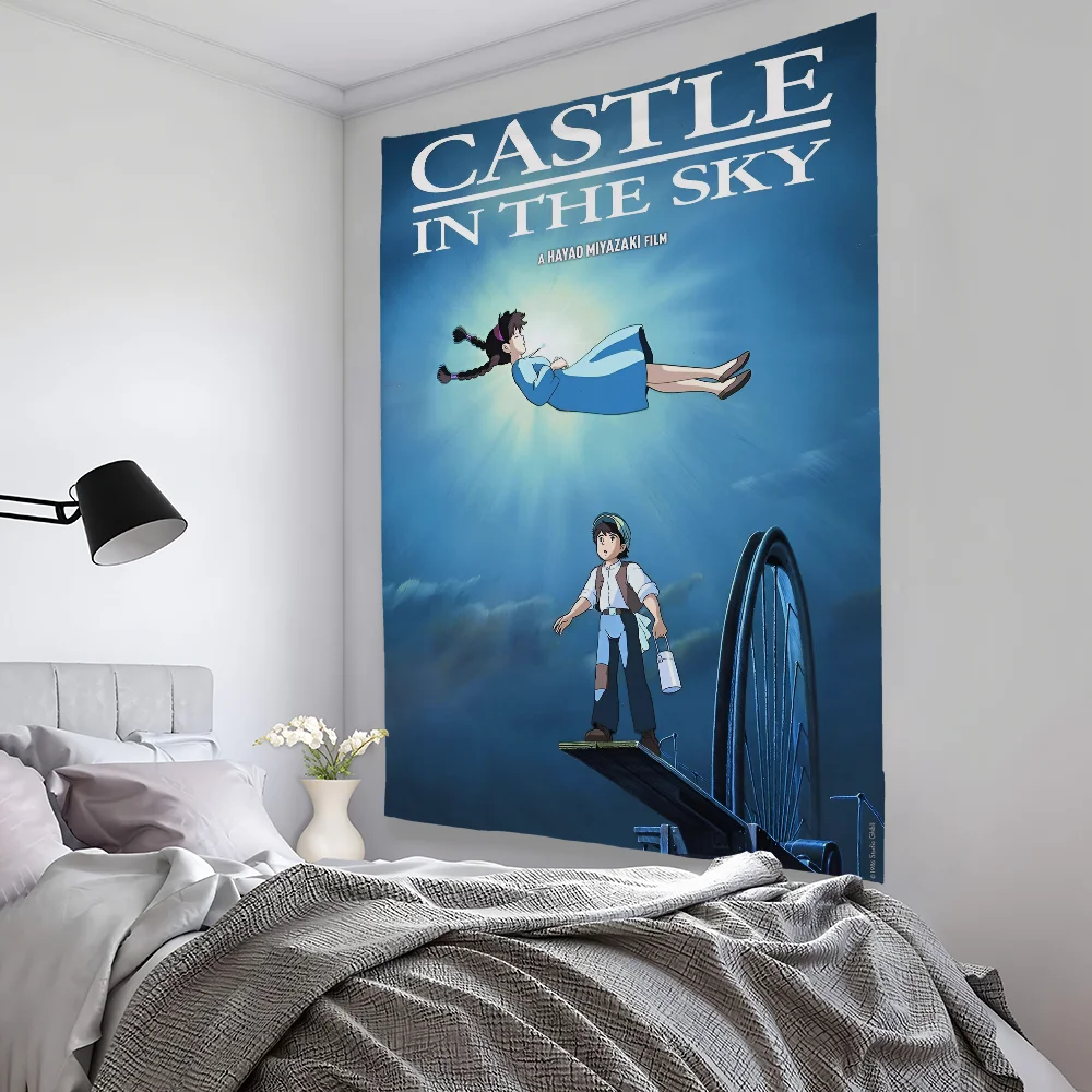 L-Laputa C-Castle In The SkyS Tapestry Bedroom Living Bar Garden Outdoor Microfiber Festival Decoration Background Art Banner