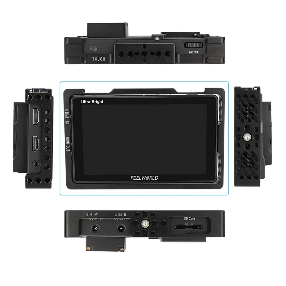 5.5" Monitor Cage Bracket Protective Case for FeelWorld LUT5 with Top Shoe Mount