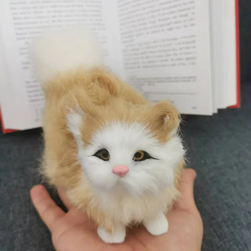 Cute Simulation Cat Plush Toys Soft Stuffed Kitten Model Fake Cat Realist Animals For Kids Girls Birthday Valentine's Day Gift 4