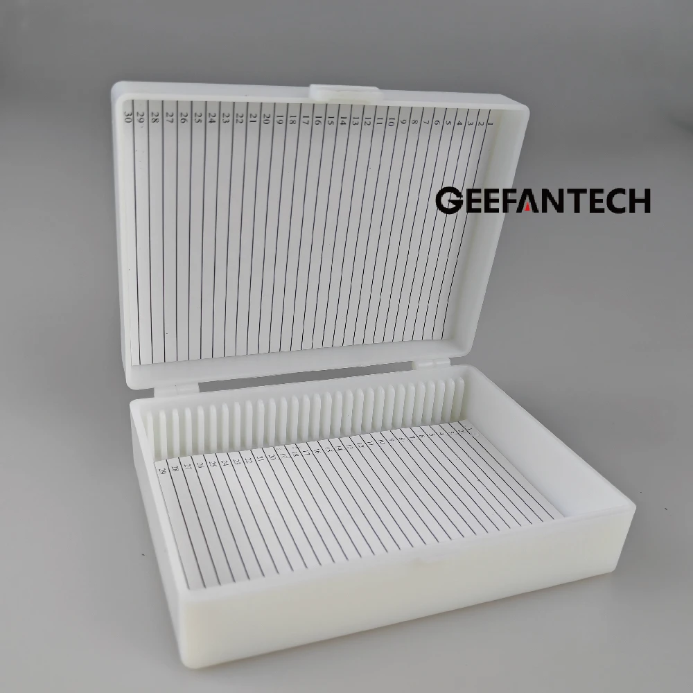30 slots Biology Glass Microscope Slides Specimens Storage Box Case Plastic Rectangular 30 Slides Microscope Box microscope glass slides