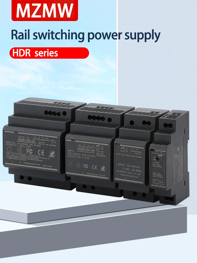 Description Picture 2 of itemDIN Rail Switching Power Supply HDR 15W 30W 60W 100W 150W AC to DC 5V 12V 24V Single Output Step Shape Industrial Transformer