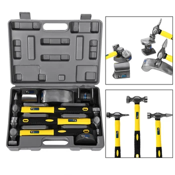 7pcs Car Auto Body Panel Repair Tool Kit Handles Beating Hammers Heel Dolly 1