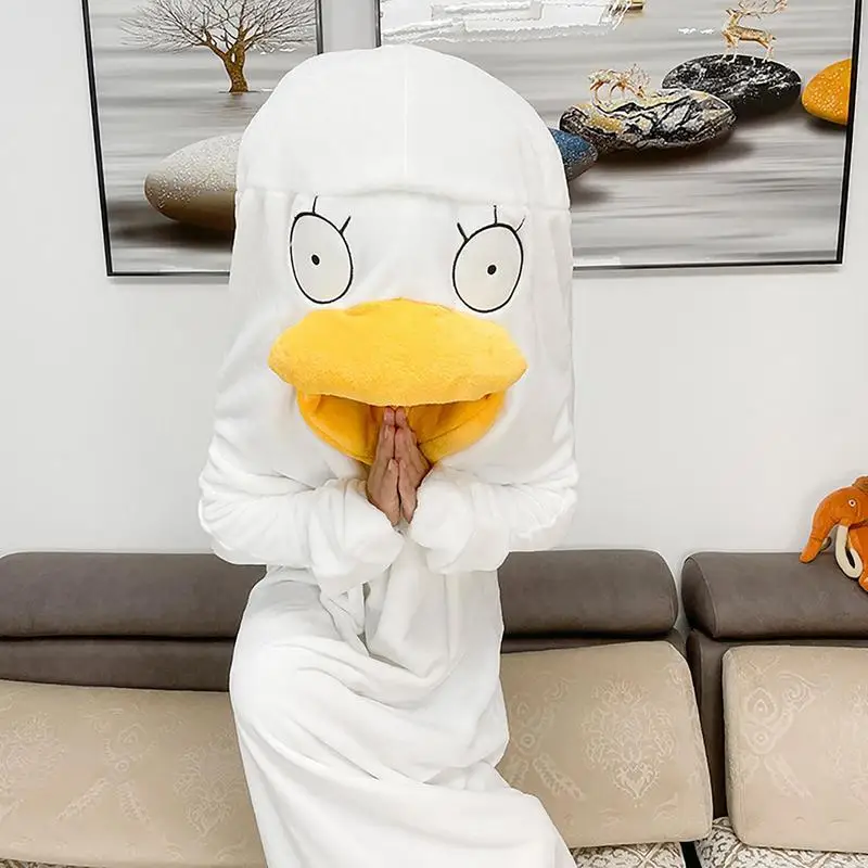 

Cartoon Duck Onesie Pajamas Plush Flannel Cosplay Costume Women Men Sleep Blanket Nightgown Sleeping Bag for Halloween Costumes