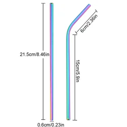 Eco - Friendly Reusable Stainless Steel Drinking Straw Set with Cleaning Brush - 3 Pieces (Rainbow)