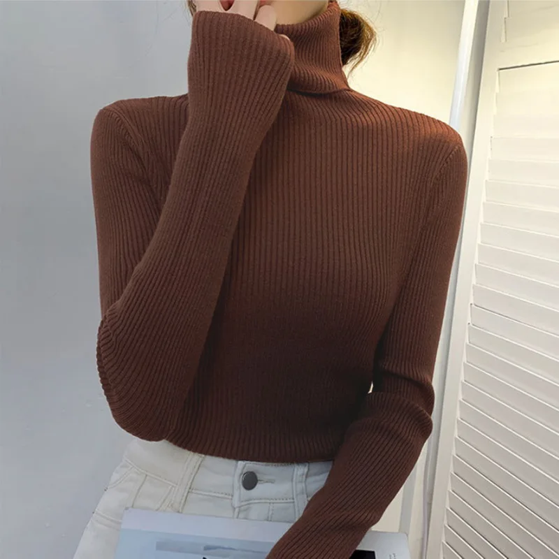 

New Women'S Turtle Neck Knit Sweaters Autumn Winter Warm Undercover Clothing Ribbed Thick Slim-Fit Knitted Pullover Top