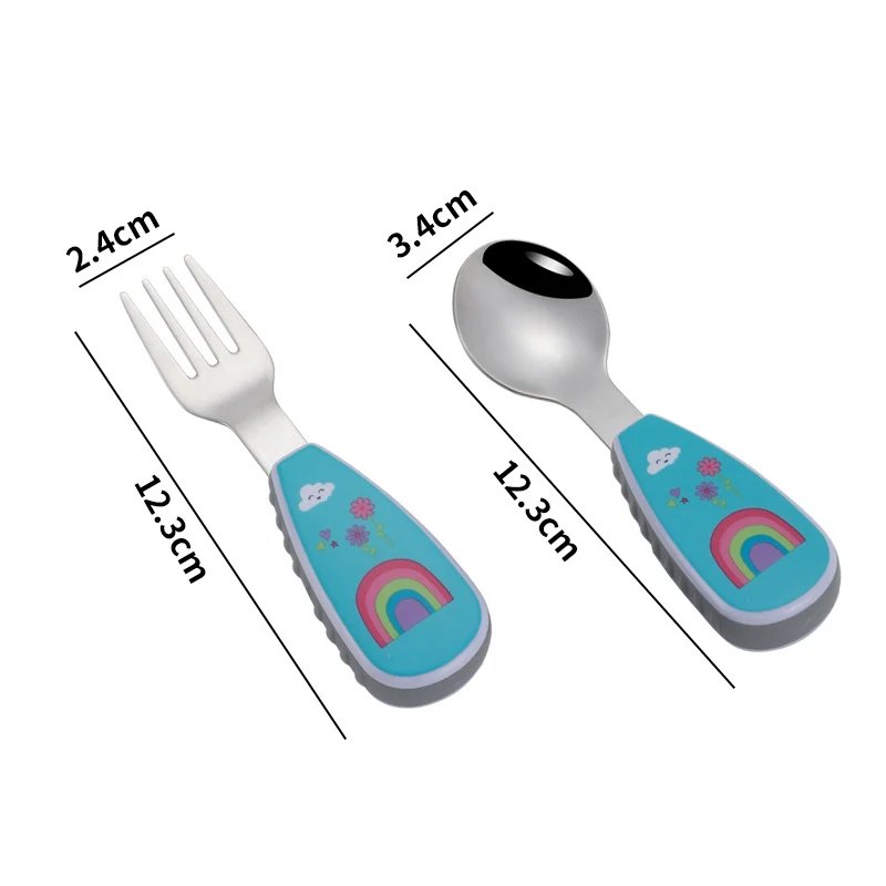 Baby Cutlery Cartoon Tableware Set Food Training Spoon Dessert Spoon for Children Feeding Fork Gadgets for Kids