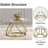 Round Coffee Table, Modern Silver Coffee Table Living Room Table with Ring-Shaped Frames, Glass Coffee Table for Home&Office 3