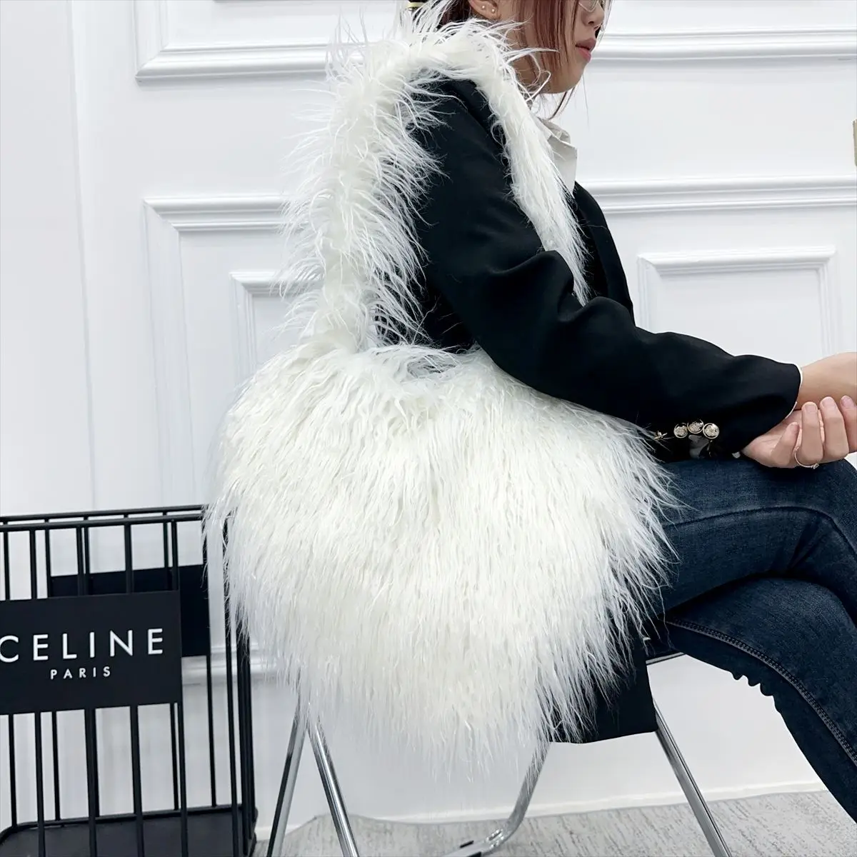 Nuevos bolsos de hombro con forma de corazón de moda para mujer, bolso cruzado de piel sintética de oveja, gran capacidad, bonitos bolsos Y2k Kawaii para chicas.