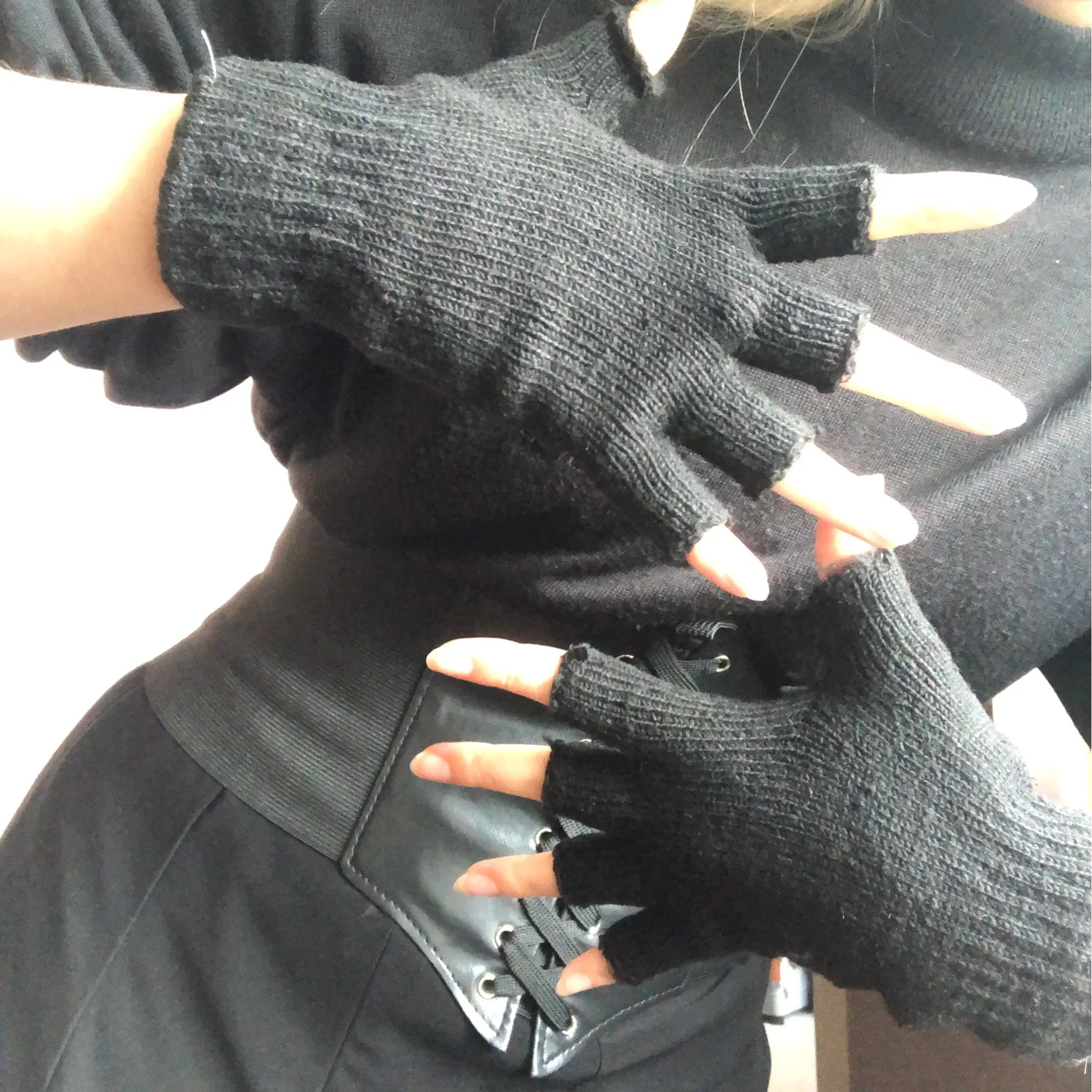 Winter Warm Knitted Wool Half Finger Gloves