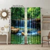 2 pcs, versatile polyester transparent curtains for home decoration Rainforest Waterfall Natural for use in bedrooms and living 3