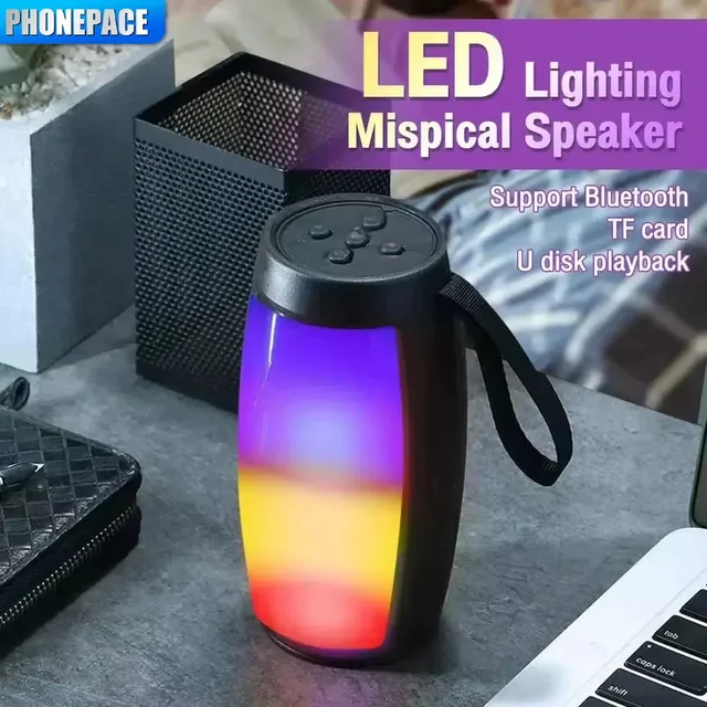 Bluetooth Wireless Speakers Powerful Portable Sound Box Subwoofer Car Audio Bass MP3 Player Sound System LED Lights