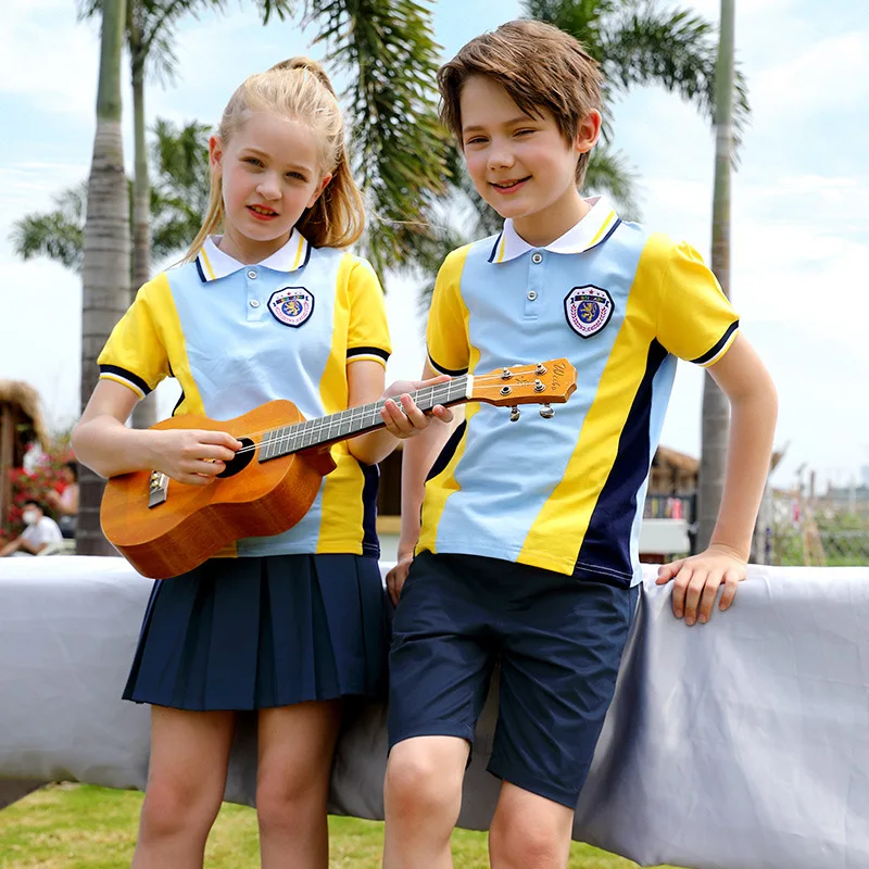 

Primary and secondary school students short-sleeved uniform sets for boys and girls sports class dress performance