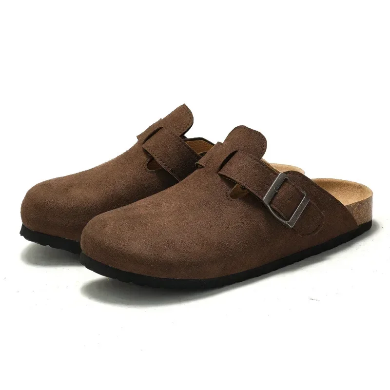 Classic Closed Toe Mule Slippers for Men with Cork Birken Stock Shoes Boston Clogs Cork Slides Mens Suede Beach Slippers Man 2