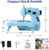 HTVRONT Mini Electric Sewing Machine for Beginners with 42 Pcs Set Portable Household Light Foot Pedal Straight Line Hand Table 5