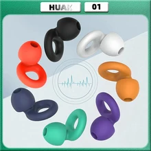 HUAK 소음 감소용 조용한 귀마개, 매우 부드럽고 재사용 가능한 청력 보호, 수면, 수영, 작업용 8 귀 팁, XS, S, M, L