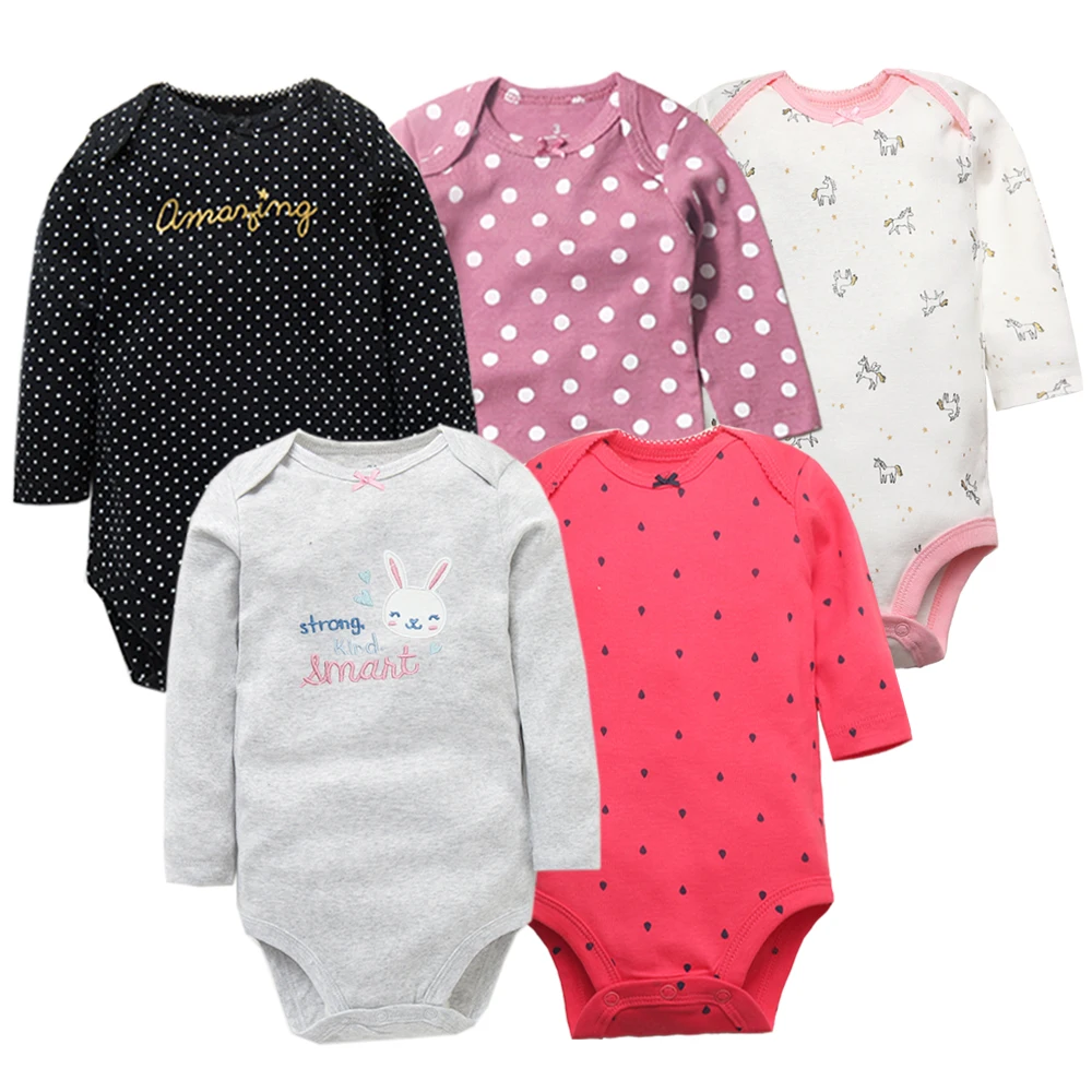 Newborn Baby Bodysuits Long Sleeve Baby Girl Jumpsuit 2023 Unisex 5-pack Cotton Baby Boy Clothes Cartoon Infantil Clothing 3