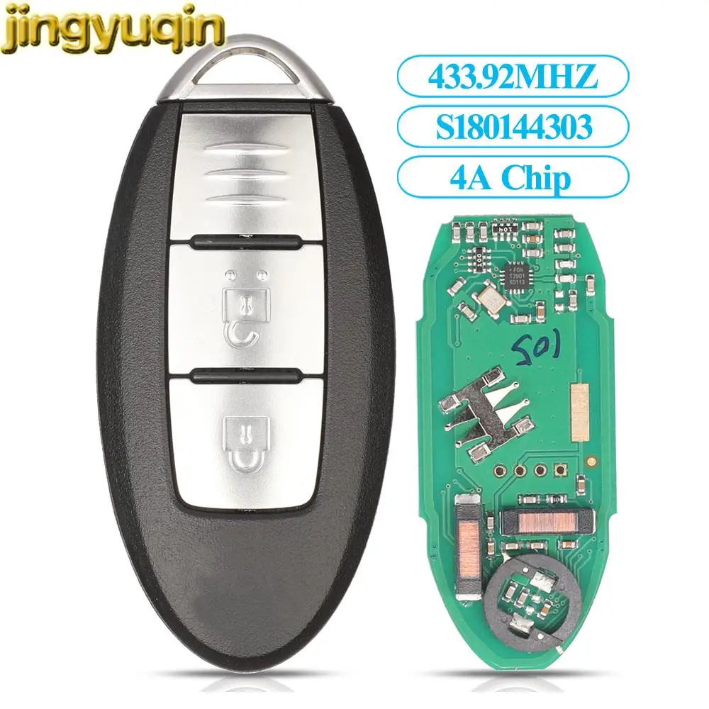 

Jingyuqin S180144303 дистанционный ключ-брелок от машины 433 МГц 4A чип для Nissan Murano Pathfinder 2014DJ098 6 2015 2016 2017 2018 FSK 3 кнопки
