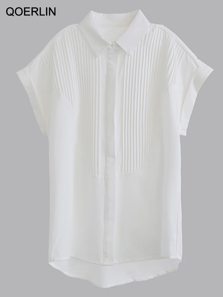 Flying Sleeve White Shirts 2025 New Women Summer Short