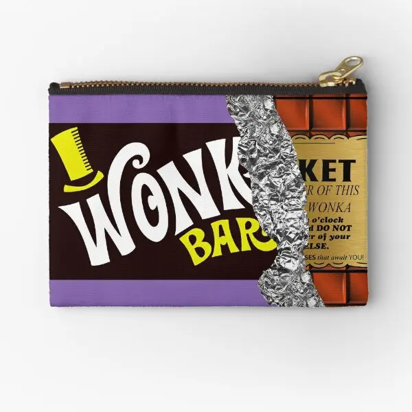 

Wonka Is Golden Ticket Chocolate Zipper Pouches Panties Key Packaging Pocket Women Bag Money Coin Small Socks Underwear Storage