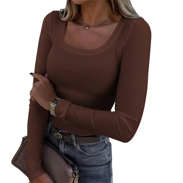 Women T Shirts High Elastic Long Sleeved Lightweight Long Sleeve Undershirt Elastic Ribbon Slim Fitting Tops Ropa De Mujer 4