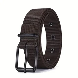 Men's Durable Nylon Canvas Belt - Heavy-Duty Tactical Belt with Stylish Quick-Release Buckle - 118cm (ZK1 coffee)