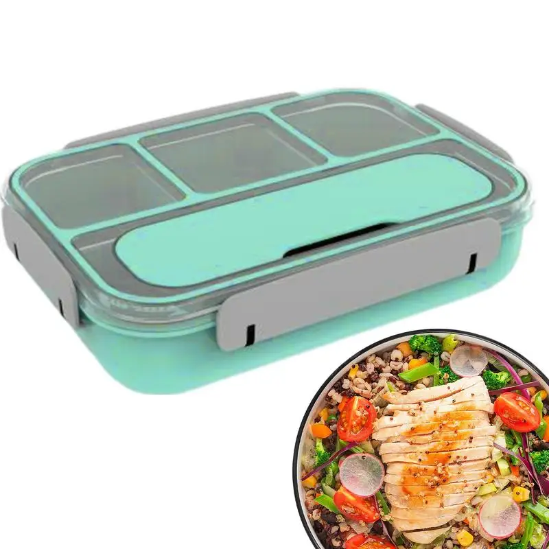 

Lunch Box With Buckle Divided 4 Grids Sealed Snack Box Leak Proof Lunch Containers Portable Lunch Organizer With Buckle for Kid