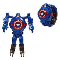 Iron Man Spiderman dessins animés montre pour enfants déformation robot 3d LED montre lumineuse modèle pour enfants montre jouet 5