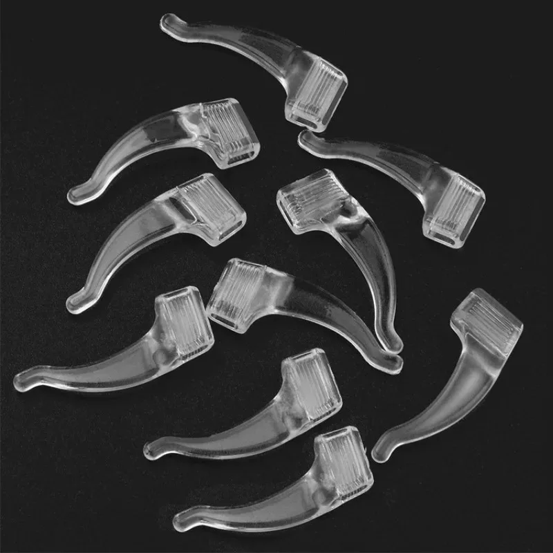 실리콘 투명 미끄럼 방지 이어 후크 안경, 미끄럼 방지 및 낙하 방지 이어버드, 선글라스 안경 프레임 슬리브 패스너, 1 쌍, 10 쌍