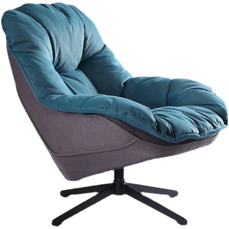 Padded Seat Coffee Chairs Lake Blue Swivel Chairs fabric Sofa For Balcony And Living Room