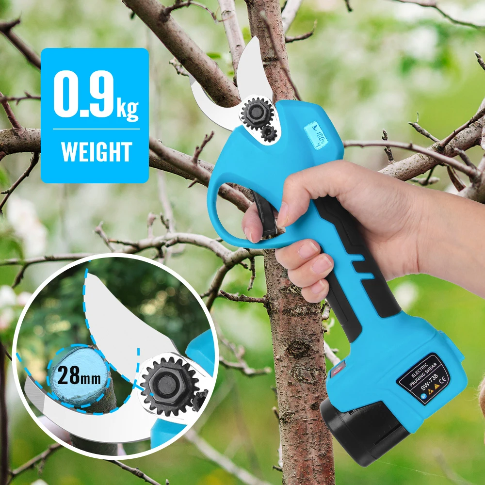 SW-738  Electric Pruning Shears Lithium-ion Pruning Shear Efficient Scissors LED Display Electric Tree Branches Garden Tools 4