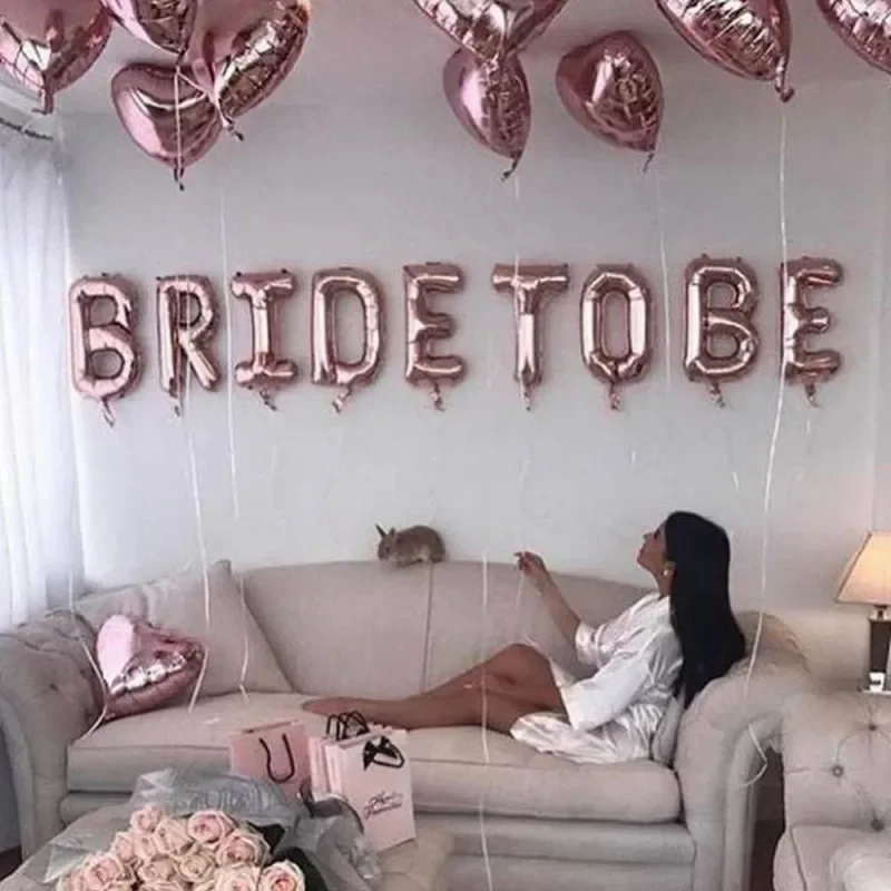 

Bride To Be Rose Gold 9Pcs Letter Foil Balloon Wedding Decoration Baby Shower Valentines Day Party Gift Supplies Bride Balloon