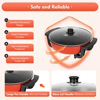 Casserole électrique 1360W à double saveur, avec niveaux de réglage, revêtement antiadhésif, couvercle en verre, pour 3-4 personnes 6