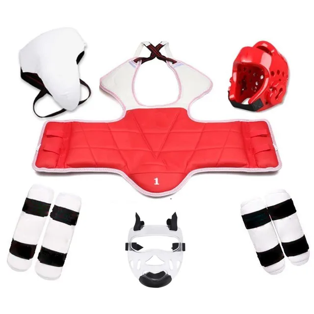 Taekwondo Five-piece Set Helmet Armor Kickboxing Guantes De Boxeo Boxing Glove Capacete Taekwondo Equipment Head Protector Spats six-piece set men