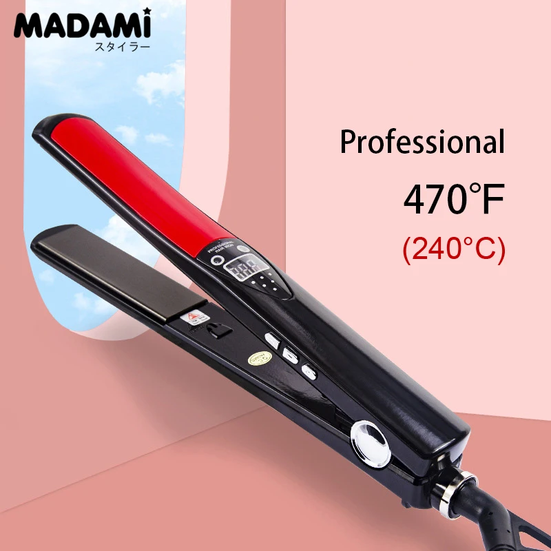 Professional Hair Straightener Titanium Keratin Hair Flat Iron 240℃ 470℉ High Temperature Salon Hair Styling Tools Dual Voltage