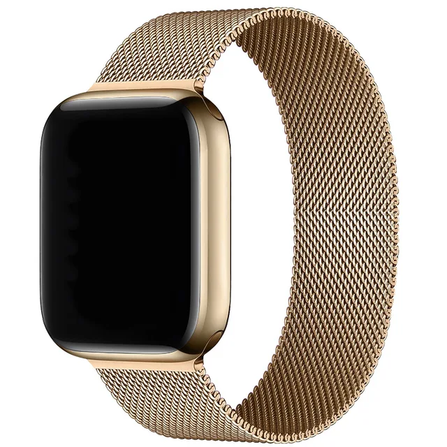 Magnetic Band Compatible with Apple Watch 45mm 44mm 42mm Adjustable Milanese Clasp Loop Strap for iWatch Series 7/6/5/4/3/2/1 SE Gold