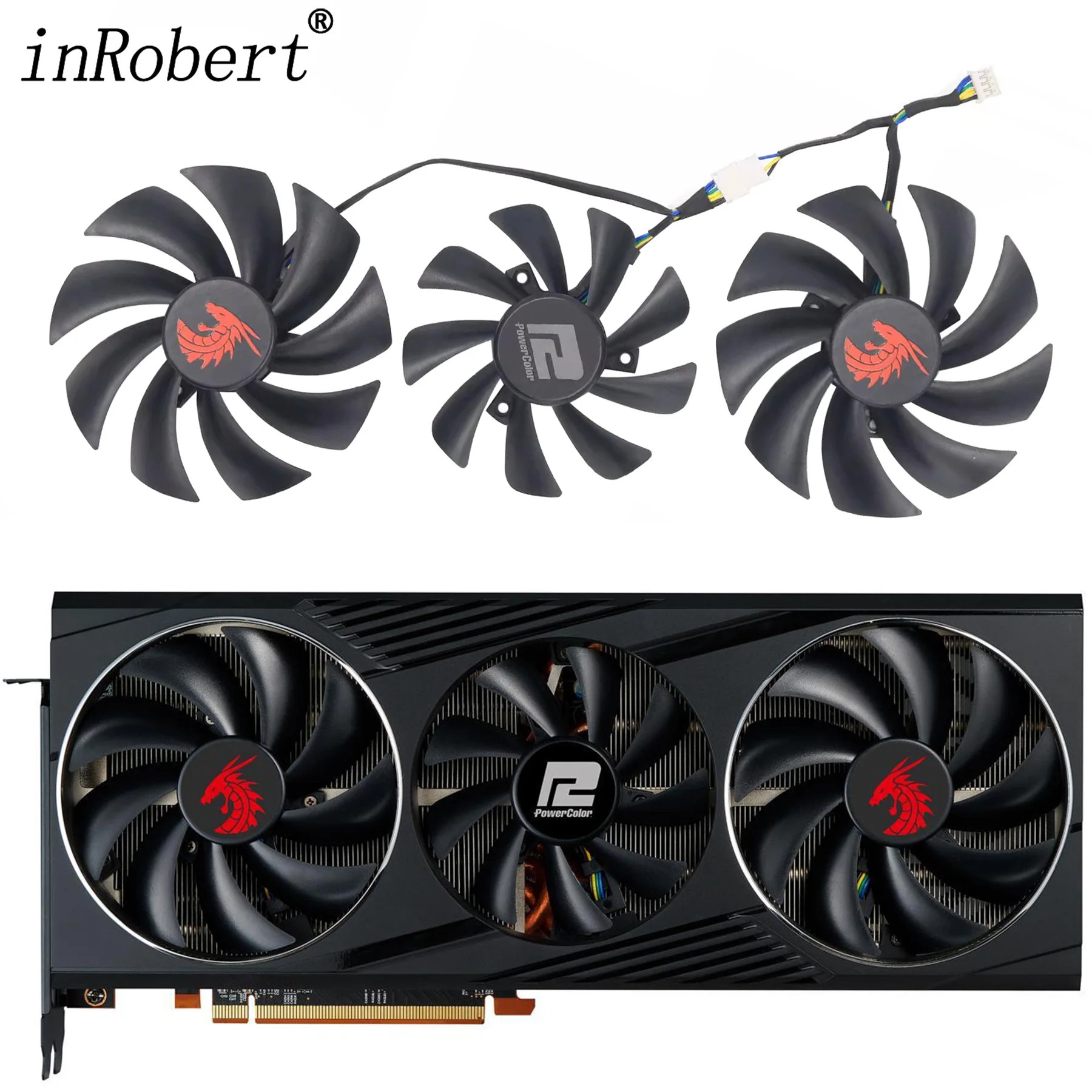 Rx6800 Ventola Di Raffreddamento Della Scheda Video Per Powercolor Rx 6800 Rx6800 Xt Alloggiamento Della Ventola Della Scheda Grafica Red Dragon Con L